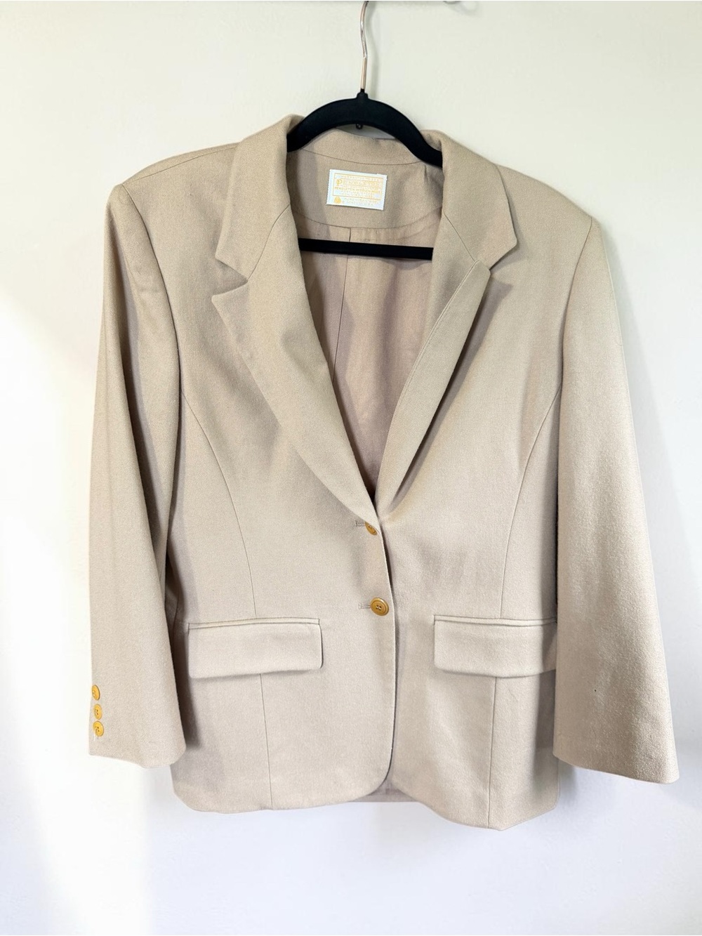 Vintage Pendleton Virgin Wool Blazer Women's 18 Camel Beige USA Made Old Money
